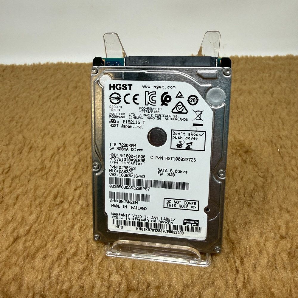 HGST HTS721010A9E630 1TB HDD 7K1000-1000 P/N 0J30643 MLC DA7267 2.5" Hard Drive